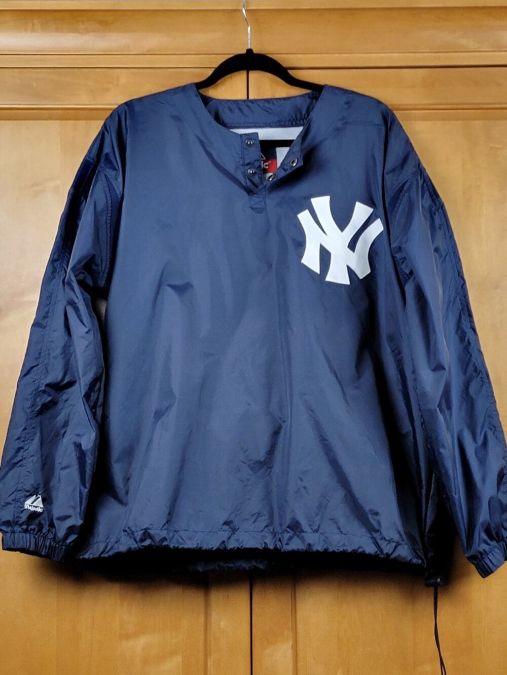 Vintage 90s MLB Navy New York Yankees Majestic Pullover Nylon Rain Jacket - M - Picture 3 of 13